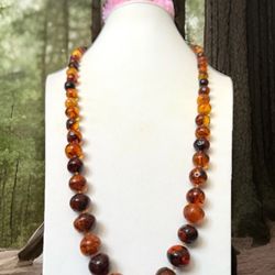 Vintage & Gorgeous Marbled,Graduated,Knotted Mix Color Baltic Amber Necklace 29”inch & 48grams