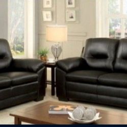 Brand New Black Leather Sofa And Loveseat