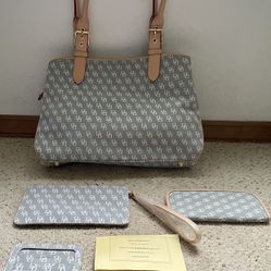 Dooney  & Bourke Denim Satchel with accessories -new with tags
