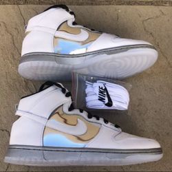 New Nike Dunk High SE White Silver Chrome Women’s 9, Men’s 7.5