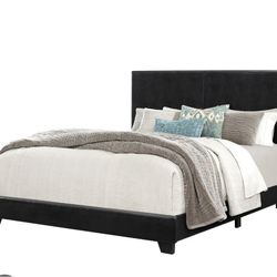 Black Faux Leather Bed