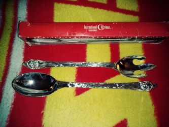 Santa silver tone fork& spoon