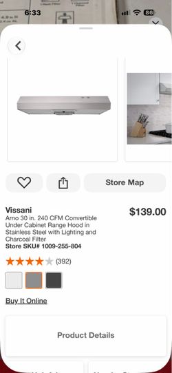 Vissani Arno 30 in. 240 CFM Convertible Under Cabinet Range Hood in Stainless Steel with Lighting and Charcoal Filter