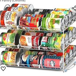 SONGMICS Stackable Can Rack Organizer Holder Chrome Finish Silver UKCR01C

