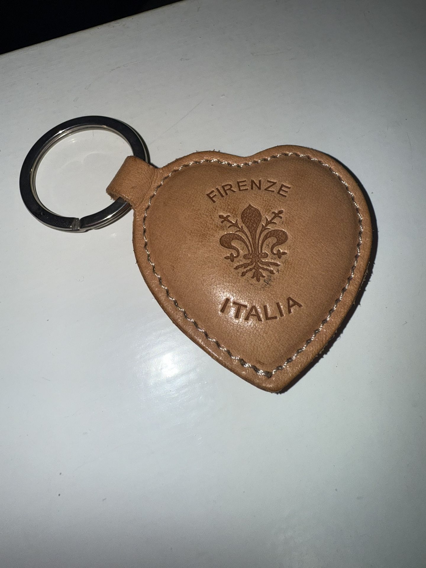 Leather Heart Keychain Firenze Italia