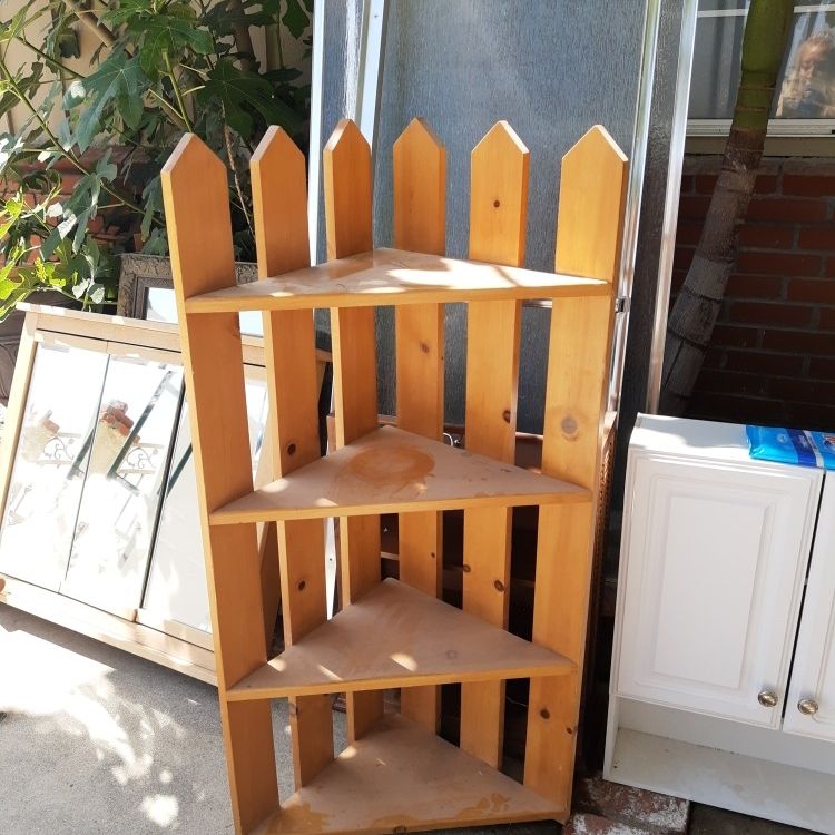 4 Corner Shelf Picket All Wood Natural Color