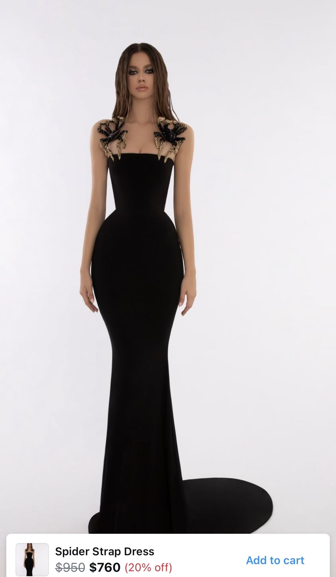 Black Gown ( Evening Dress ) , Spider Strap Dress .