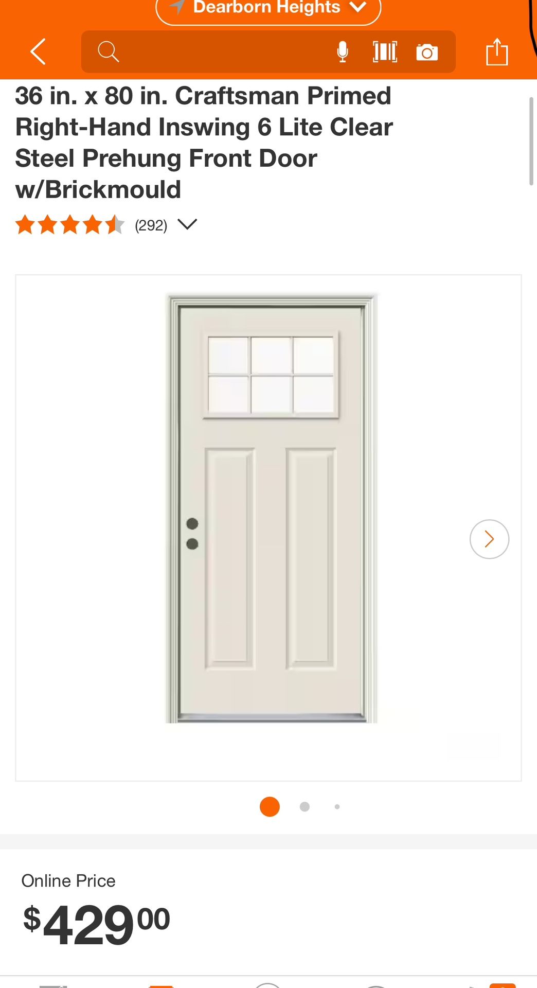 Front Door 36”x80”