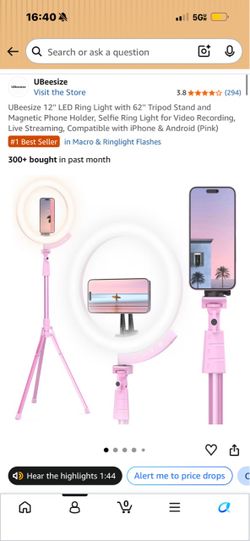 UBeesize 12" LED Ring Light with 62" Tripod Stand – Pink