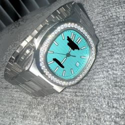 Silver Baby Blue Luxury Watch 