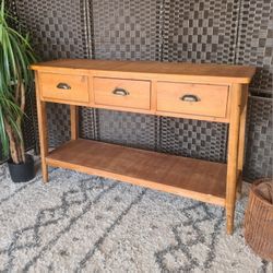 Rustic 3-Drawer Pine Console Table