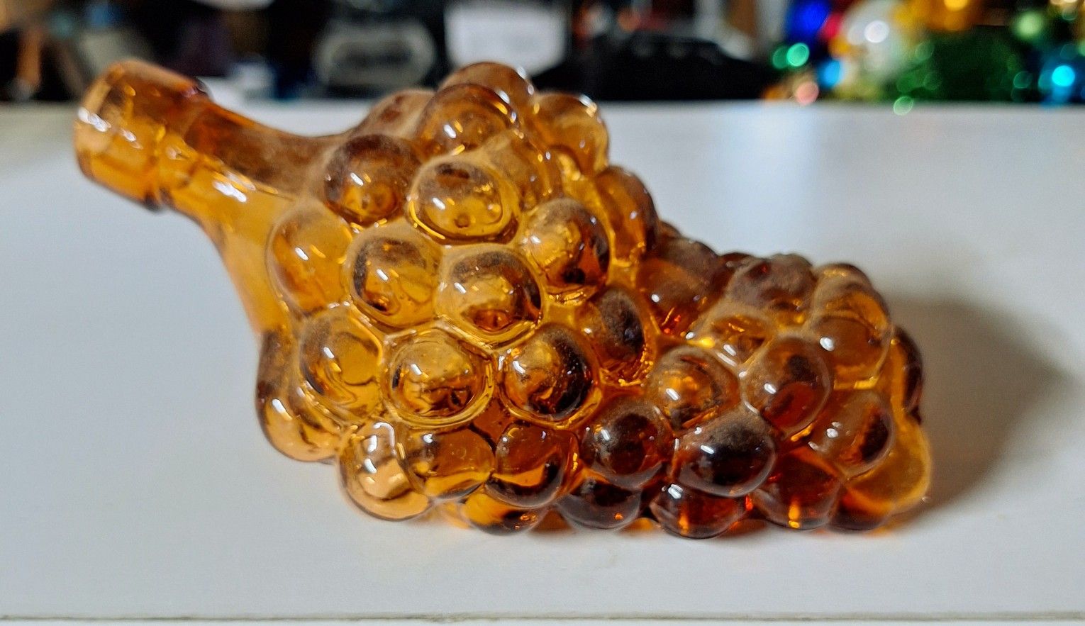 Vintage Amber Glass Grape Bottle 