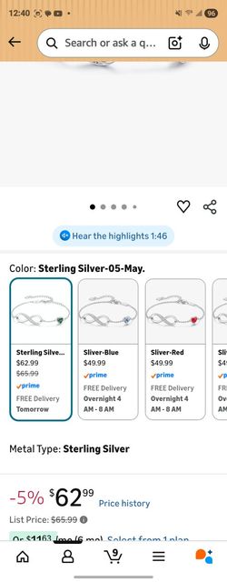 Infinity Heart Birthstone Charm Link Bracelet for Women 925 Sterling Silver