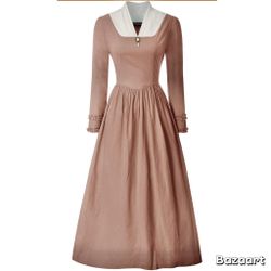 2x Victorian Lady Dress Colonial  V Neck Long Dress Civil War CottageCore Dress