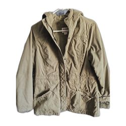 Mossimo Utility Jacket Womens Large Olive Green Hooded Military Anorak Coat