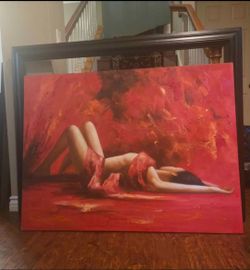 Huge Original Fine Art Oil Painting on Canvas-48"x36" with Separate Custom Espresso Frame-56"x43"