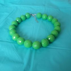 Neon Green Disco Faceted Bead Choker