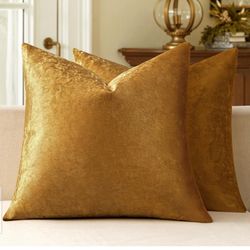2 pcs 12x12 inch gold velvet throw pillow cover (46)
