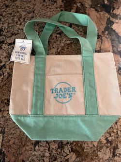 Trader Joe's Mini Pastel Canvas Tote Bag in Mint Green