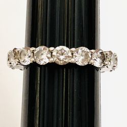 925 Sterling Silver CZ Ring Band Size 6
