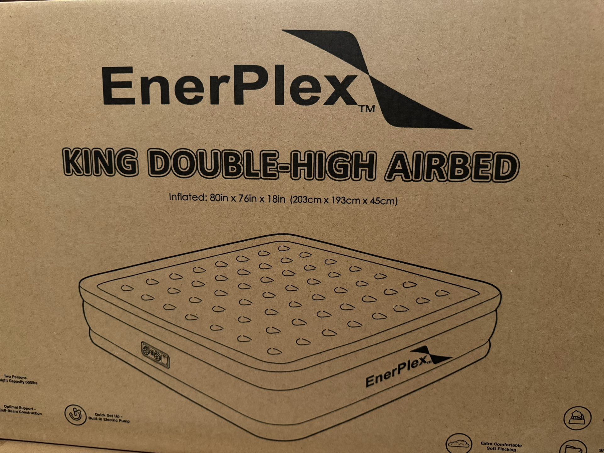 EnerPlex Air Mattress with Built-in Pump - Double Height Inflatable Mattress for Camping, Home & Portable Travel - King, 16 Inch