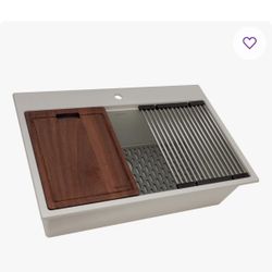 Ruvati 33” EpiRock Workstation Topmount Kitchen Sink