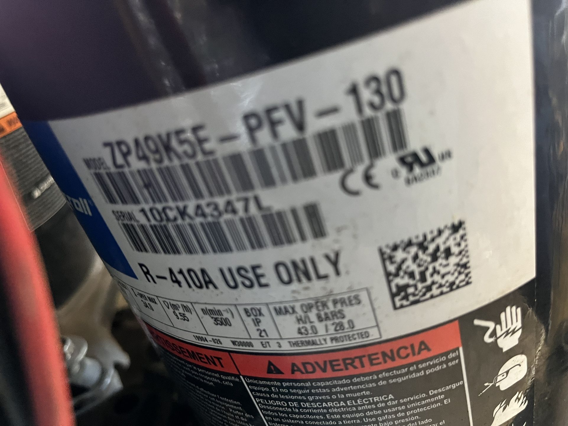 Copeland Compressor ZP49K5E-PFV-130