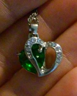 925 Sterling Silver Plated Blue Crystal Gemstone Amethyst Heart Pendant Necklace