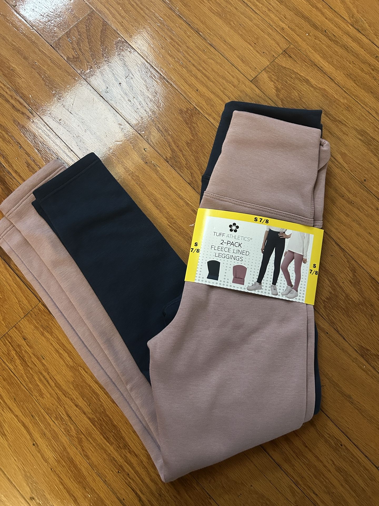 NWT Tuff Athletics girls Fleece Leggings 2 pack Size S 7/8