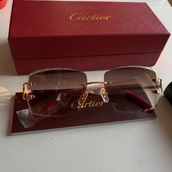 Cartier Glasses (Diamond cut), Brown Lense, Gold Frame