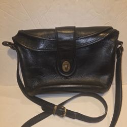 Coach Handbag Leather Black Vintage Binocular FoldoverBinocular Saddle Thick 