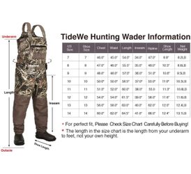 Hunting Waders, 1200G Waterproof, Steel Shank, Realtree (Size 14