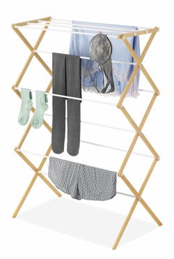 Whitmor Foldable Clothes Drying Rack: 3 Tier Laundry Drying Rack, Collapsible Drying Rack Clothing, Portable Space Saving Clothing Rack for Indoor Out