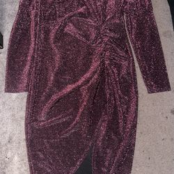 Purple sparkle dress with split in the front