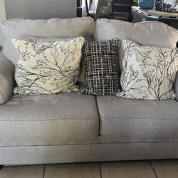 Sofa And Love  Seat Gray With Pillows 