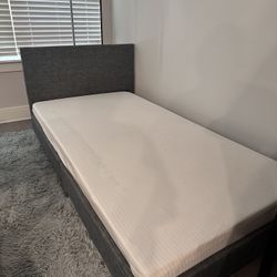Twin Size Frame With Mattress (*Needs repair & Price Negotiable)