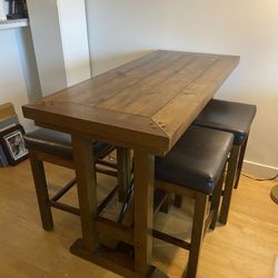 Wood Table + Stools