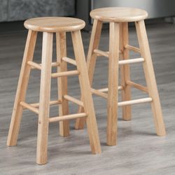 Wood Stool 27” H , 12” Seat  Each One 
