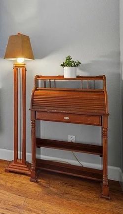 Vintage Roll-Top Secretary Desk – Solid Wood