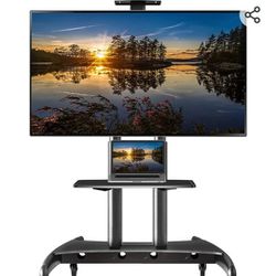 Mobile TV Cart TV Stand with Wheels for 55" - 85" Inch LCD LED OLED Plasma Flat Panel Screens up to 200lbs AVA1800-70-1P (Black)

