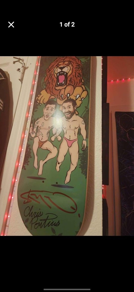Steve O And Chris Pontius Signed Skate Deck