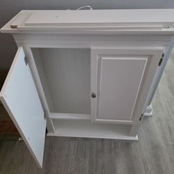 White Wooden Double Door Bathroom Wall Cabinet