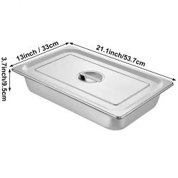4 Pack Steam Table Pans 20.9 x 12.8 x 3.9 Inch Deep Steam Table Pan Full Size 13L Deep Food Container Stainless Steel Oven Tray Hotel Pans Anti-Jam 21