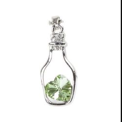 Green Gem Heart in a Tibetan Silver bottle.. necklace., New in package..