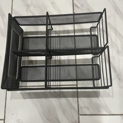 Black Metal Mesh Organizer approx W11” L 13.5”