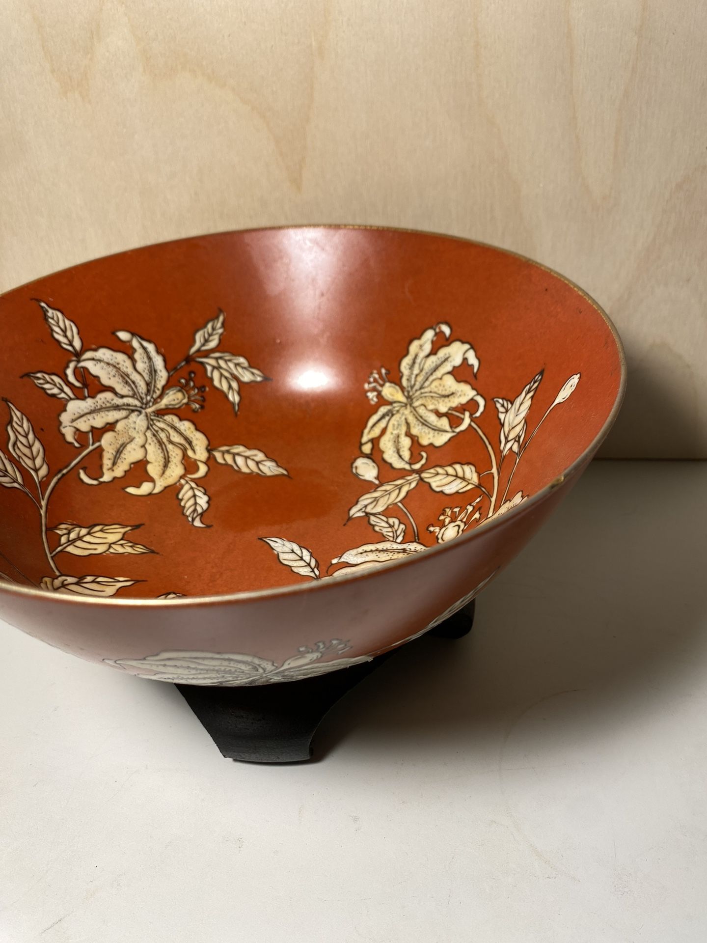 Coral red glaze bowl