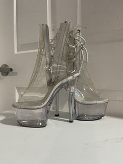 Pleasers Clear Boot Heels Size 9