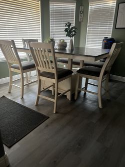 White & brown Barnyard Table Solid Hardwood 