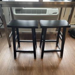 24” Black Wood Bar Stools chairs seats