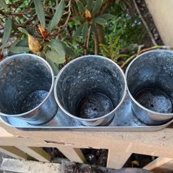 Tin Trio Flower Pot With Saucer And Drainage Hole